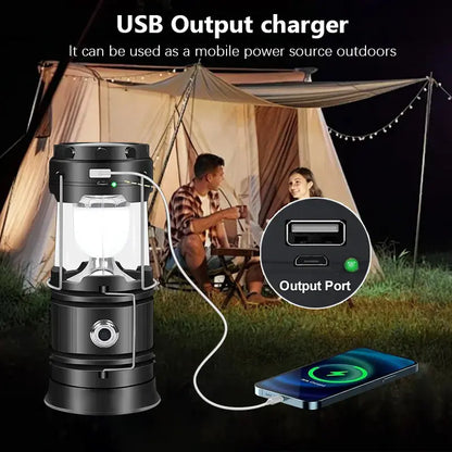 4-Pack Collapsible Portable LED Camping Lantern Lightweight Waterproof Solar USB Rechargeable Flashlight for Indoor/Outdoor Emergency Use