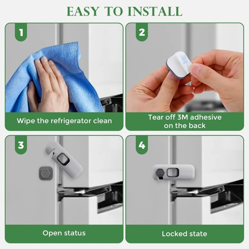 1/3/5PCS Child Proof Refrigerator Locks Cabinet Lock Fridge Locks for Kids Safety Baby Freezer Door Latches with Adhesive Tape