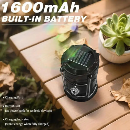 4-Pack Collapsible Portable LED Camping Lantern Lightweight Waterproof Solar USB Rechargeable Flashlight for Indoor/Outdoor Emergency Use