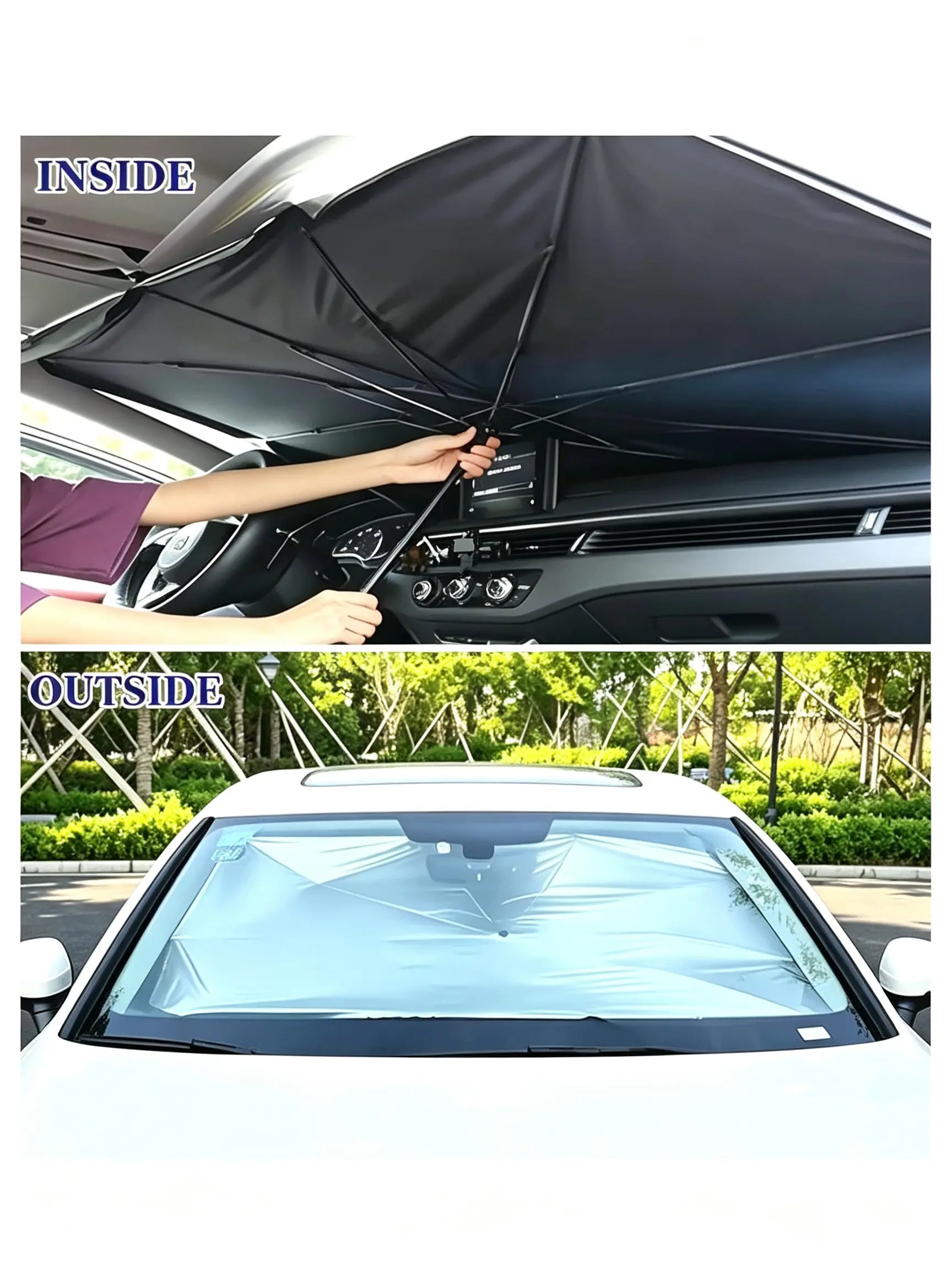 Portable Car Windshield Sunshade Umbrella - Foldable UV Protection & Heat Shield for All Cars, Keeps Interior Cool!