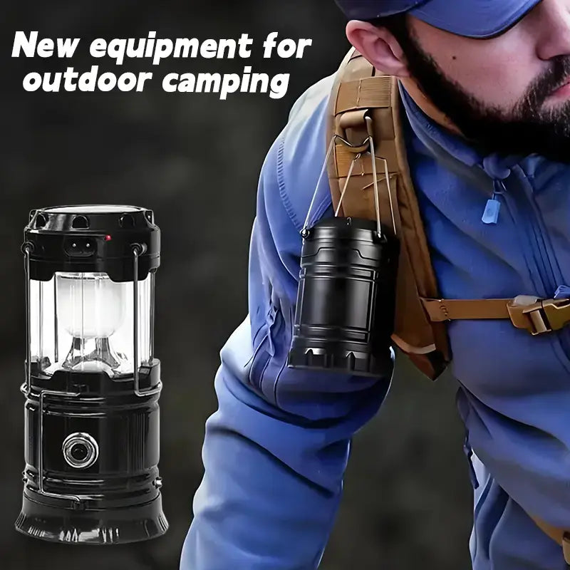 4-Pack Collapsible Portable LED Camping Lantern Lightweight Waterproof Solar USB Rechargeable Flashlight for Indoor/Outdoor Emergency Use