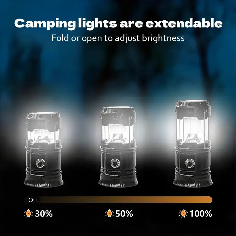 4-Pack Collapsible Portable LED Camping Lantern Lightweight Waterproof Solar USB Rechargeable Flashlight for Indoor/Outdoor Emergency Use