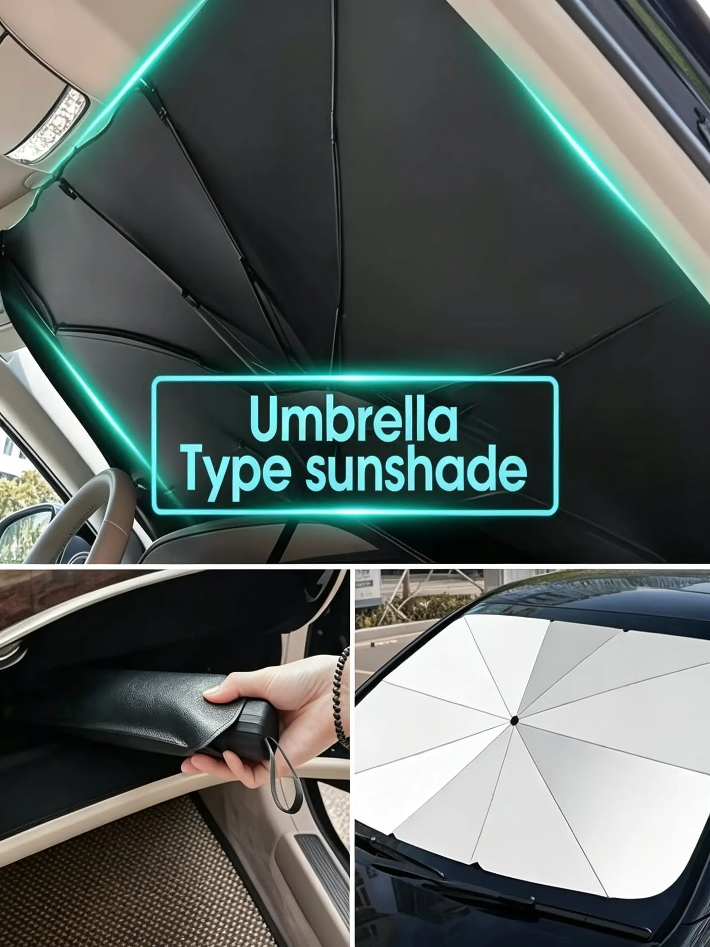 Portable Car Windshield Sunshade Umbrella - Foldable UV Protection & Heat Shield for All Cars, Keeps Interior Cool!