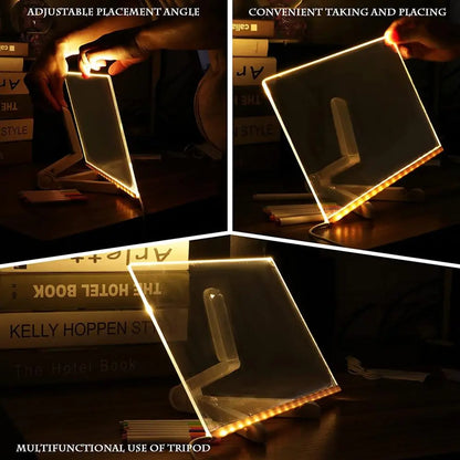 LED Light up Acrylic Message Board Home Decor, LED Lighted Erasable Drawing Board Desktop Light with 7 Pen, Drawing Board, Bar Advertising Boards, LED Board, Led Signs, Creative Led Lighting, Glowing Led Lights