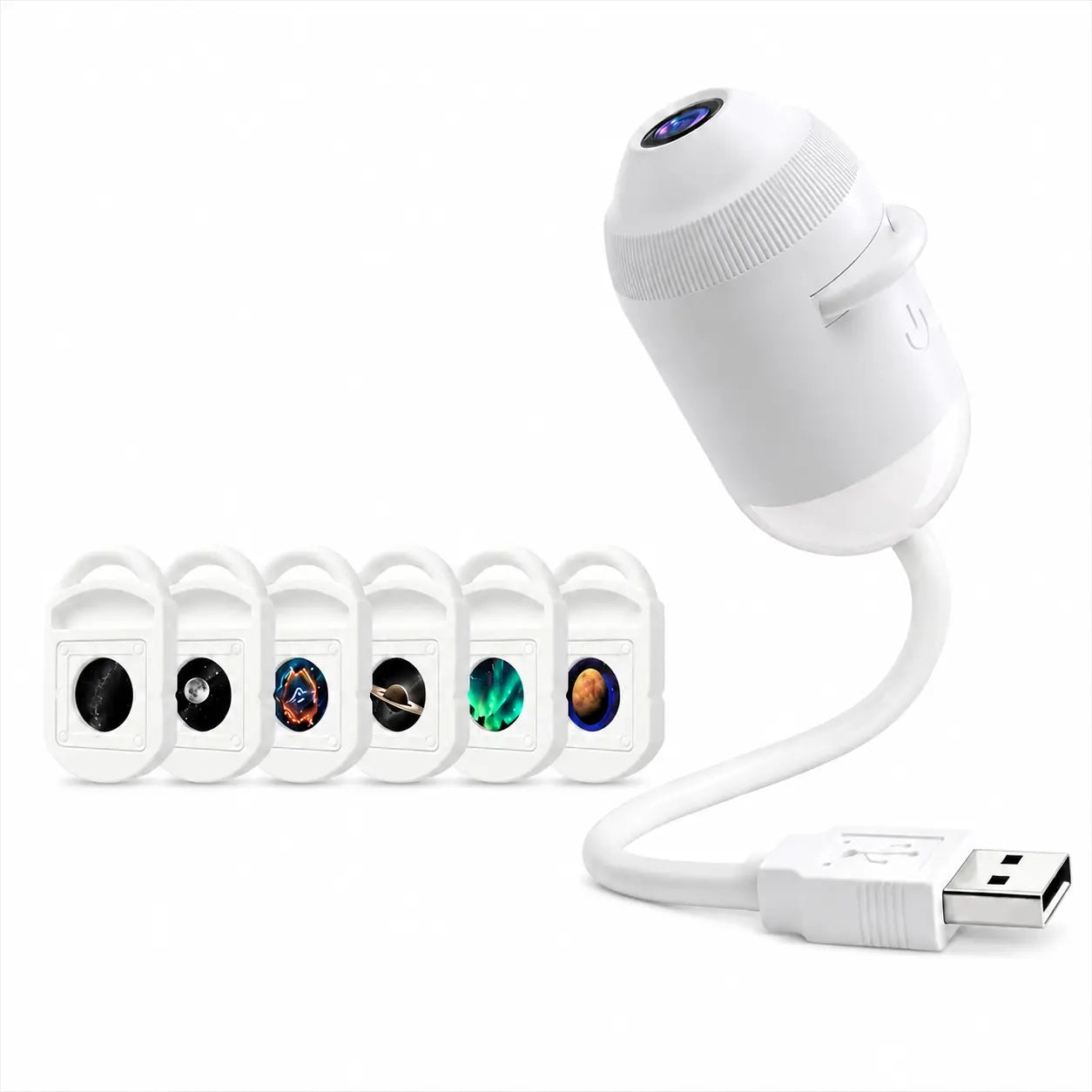 2-In-1 Galaxy Projector Night Light, USB Starry Sky Night Light Projector with Adjustable Brightness, Hd Smart Dynamic 5D Holographic Night Light Projector (With 3/6/12/24 Films)