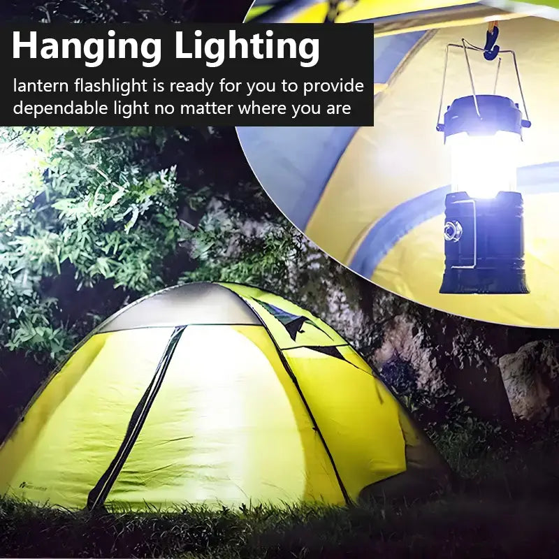 4-Pack Collapsible Portable LED Camping Lantern Lightweight Waterproof Solar USB Rechargeable Flashlight for Indoor/Outdoor Emergency Use