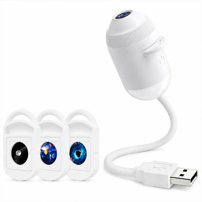 2-In-1 Galaxy Projector Night Light, USB Starry Sky Night Light Projector with Adjustable Brightness, Hd Smart Dynamic 5D Holographic Night Light Projector (With 3/6/12/24 Films)