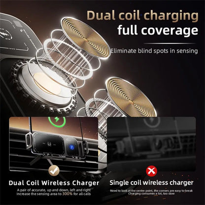 Car Air Outlet Phone Holder Charger, 15W Fast Charging Solution Wireless Charging Holder Charger, Magnetic Car Phone Holder for Iphone 15 14 13 12 11 Pro Max XS, Samsung Galaxy S23 Ultra, Electronic, Wireless Mobile Charger