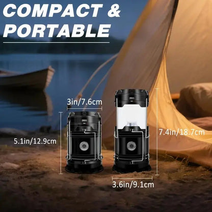 4-Pack Collapsible Portable LED Camping Lantern Lightweight Waterproof Solar USB Rechargeable Flashlight for Indoor/Outdoor Emergency Use