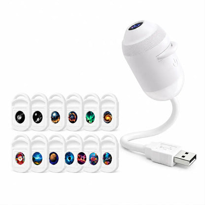 2-In-1 Galaxy Projector Night Light, USB Starry Sky Night Light Projector with Adjustable Brightness, Hd Smart Dynamic 5D Holographic Night Light Projector (With 3/6/12/24 Films)