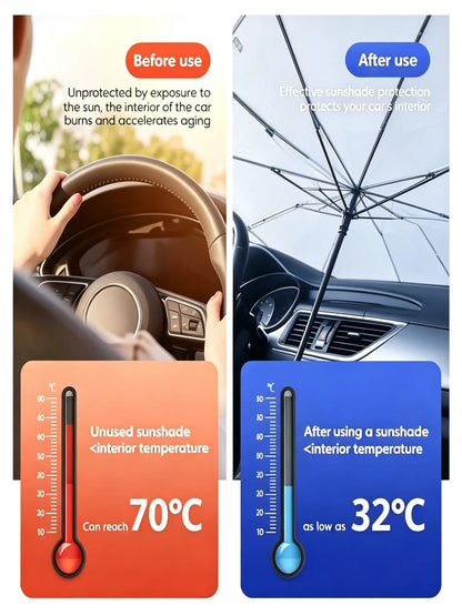 Portable Car Windshield Sunshade Umbrella - Foldable UV Protection & Heat Shield for All Cars, Keeps Interior Cool!